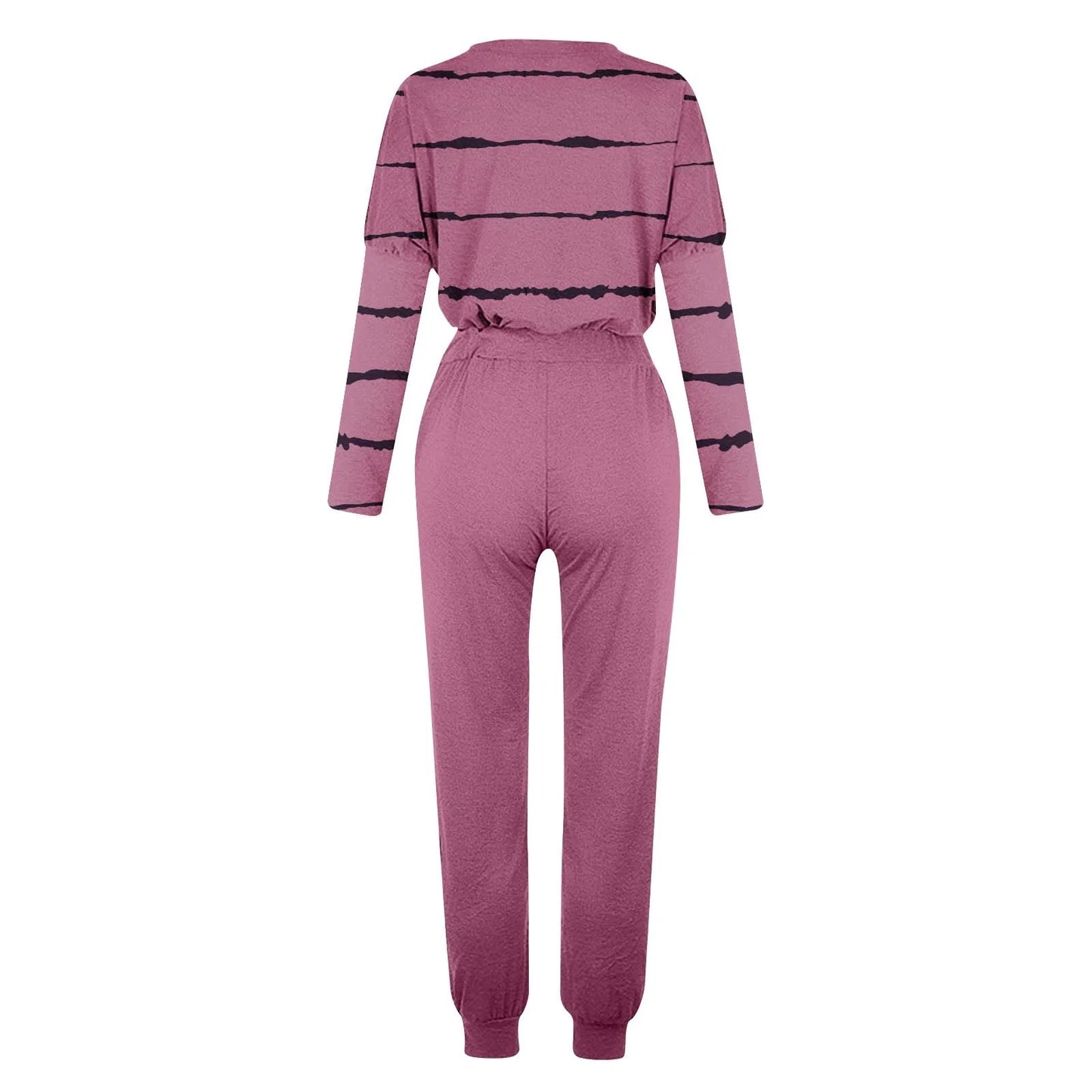 Two Piece Outfits for Women Jogging Suits Casual Striped Printed Long Sleeve Sweatsuits Jogger Pants Workout Athletic Tracksuits with Pockets